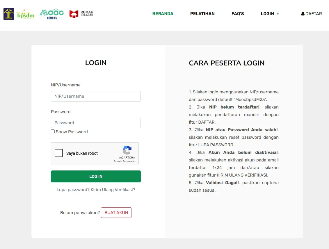Cara Login MOOC Kemenkumham